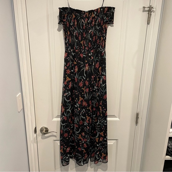 CeCe Off the Shoulder Black Floral Midi Dress - Picture 3 of 8